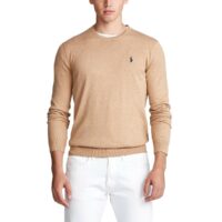 Pull col rond en coton Pima Camel - Bleu - Rose Polo Ralph Lauren