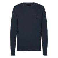 Pull col rond en coton WCC Signature Rouge - Bleu Indigo Tommy Hilfiger