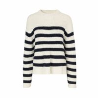 Pull col rond en fine maille Blanc/Bleu SAMSOE AND SAMSOE