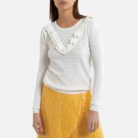 Pull col rond en fine maille DIOTIS Blanc GARANCE PARIS