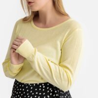 Pull col rond en fine maille Jaune Pastel CASTALUNA