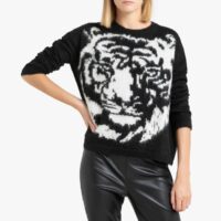 Pull col rond en fine maille Noir/Blanc LIU JO