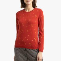 Pull col rond en fine maille fantaisie BELINE Rouge Des Petits Hauts