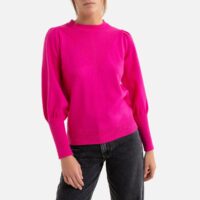 Pull col rond en fine maille laine et cachemire Fuchsia Suncoo