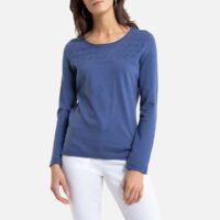 Pull col rond en fine maille pointelle Indigo Anne weyburn