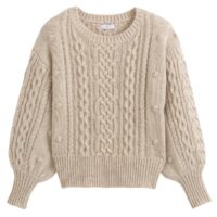 Pull col rond en grosse maille Beige LA REDOUTE COLLECTIONS