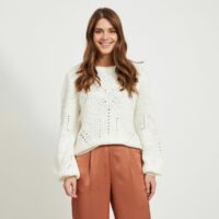 Pull col rond en grosse maille Beige-Nomad;Jaune;Blanc;Rose-Pale Mauve;Marron - Rawhide Vila