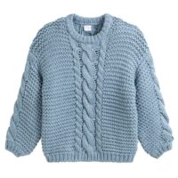 Pull col rond en grosse maille Bleu Grisé;Rose Nude LA REDOUTE COLLECTIONS