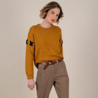 Pull col rond en grosse maille Jaune Safran MOLLY BRACKEN