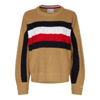 Pull col rond en grosse maille Marron Multicolore;Camel Tommy Hilfiger