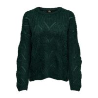 Pull col rond en grosse maille ajourée Rouille;Vert Only