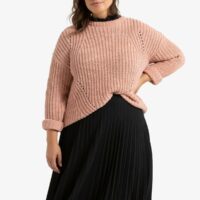 Pull col rond en grosse maille chenille Rose LA REDOUTE COLLECTIONS PLUS