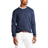 Pull col rond en laine mérinos Gris Anthracite - Bleu Marine Polo Ralph Lauren