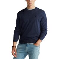 Pull col rond en laine mérinos Gris Foncé - Vert - Bleu Foncé - Noir - Bleu Marine - Gris Polo Ralph Lauren