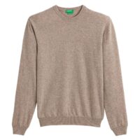 Pull col rond en laine vierge Gris Chiné - Noir - Marron - Vert Foncé - Bleu Marine - Gris Foncé Benetton