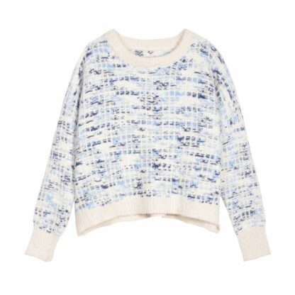 Pull col rond en maille NIL Blanc/Bleu FRNCH