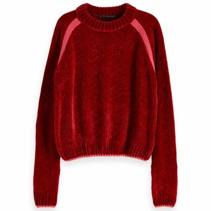Pull col rond en maille chenille Rouge SCOTCH AND SODA