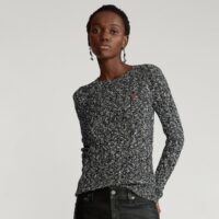 Pull col rond en maille chinée Noir/Blanc Polo Ralph Lauren