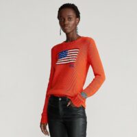 Pull col rond en maille de coton Rouge Polo Ralph Lauren