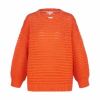 Pull col rond en maille fantaisie Orange Tommy Hilfiger