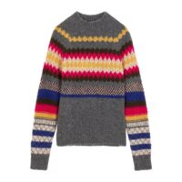 Pull col rond en maille jacquard NINTIES Multicolore LEON & HARPER