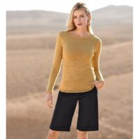 Pull col rond en maille ruban Jaune;Beige/Bleu;Bleu Grisé Anne weyburn