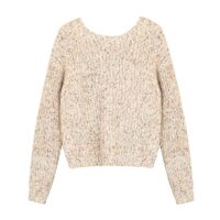 Pull col rond en maille tricot chinée Chiné Beige GARANCE PARIS