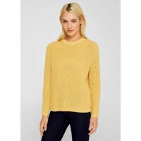 Pull col rond maille fantaisie Marine;Jaune Moutarde Esprit