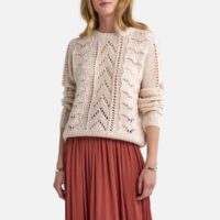 Pull col rond maille fantaisie ajourée devant Noisette;Nude LA REDOUTE COLLECTIONS