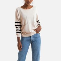 Pull col rond manches longues Beige Rayé SUD EXPRESS