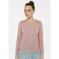 Pull col rond motif brodé sur la poitrine Vieux Rose COMPANIA FANTASTICA