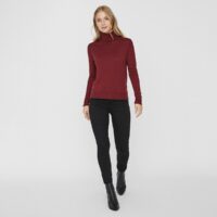 Pull col roulé en fine maille côtelée Bordeaux Vero Moda