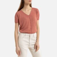 Pull col v en fine maille Noisette;Rose Blush LA REDOUTE COLLECTIONS