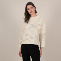 Pull en maille col montant fils multicolores Ecru MOLLY BRACKEN