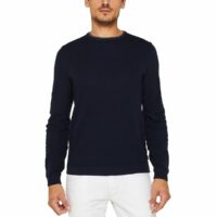 Pull en maille nid d'abeille Ecru - Bleu Marine Esprit