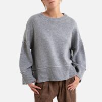 Pull large col rond en maille de laine mélangée Nuage;Gris Harris wilson