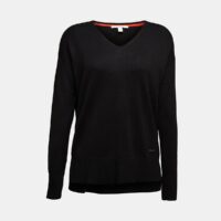 Pull manches longues col V Noir Esprit