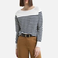 Pull marinière col bateau en maille fine Rayé Ivoire/Marine LA REDOUTE COLLECTIONS