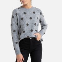 Pull motif pois Noir;Gris