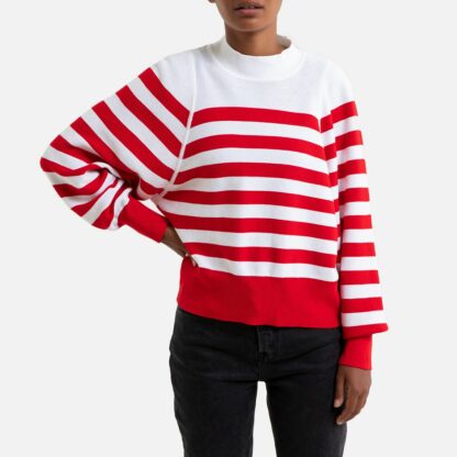 Pull rayé col rond en fine maille Blanc/Rouge SCOTCH AND SODA