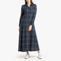 Robe à carreaux et manches longues Kaki/Écru Polo Ralph Lauren