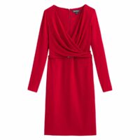 Robe à encolure drapée à manches longues Rouge Lauren Ralph Lauren