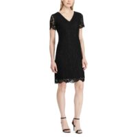 Robe à manches courtes dentelle Noir Lauren Ralph Lauren