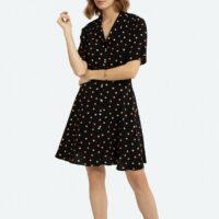 Robe boutonnée courte imprimée Imprimé Fond Noir LA REDOUTE COLLECTIONS