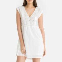 Robe brodée à manches courtes BALY Blanc GARANCE PARIS