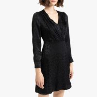 Robe cache-coeur courte manches longues Noir LA REDOUTE COLLECTIONS