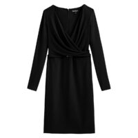 Robe cache coeur drapé à manches longue Noir Lauren Ralph Lauren