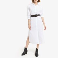 Robe chemise manches longues Blanc;Bleu LA REDOUTE COLLECTIONS