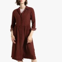 Robe chemise manches longues imprimée Imprimé Fond Marron LA REDOUTE COLLECTIONS