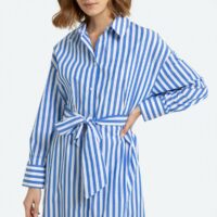 Robe chemise manches longues rayée Rayé Blanc/Bleu LA REDOUTE COLLECTIONS